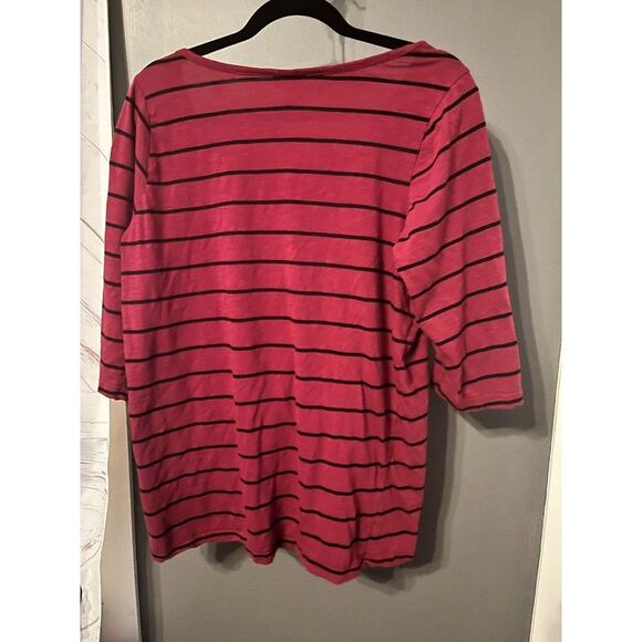 Torrid size 2 cranberry pink red color shirt with black stripes - Picture 3 of 3